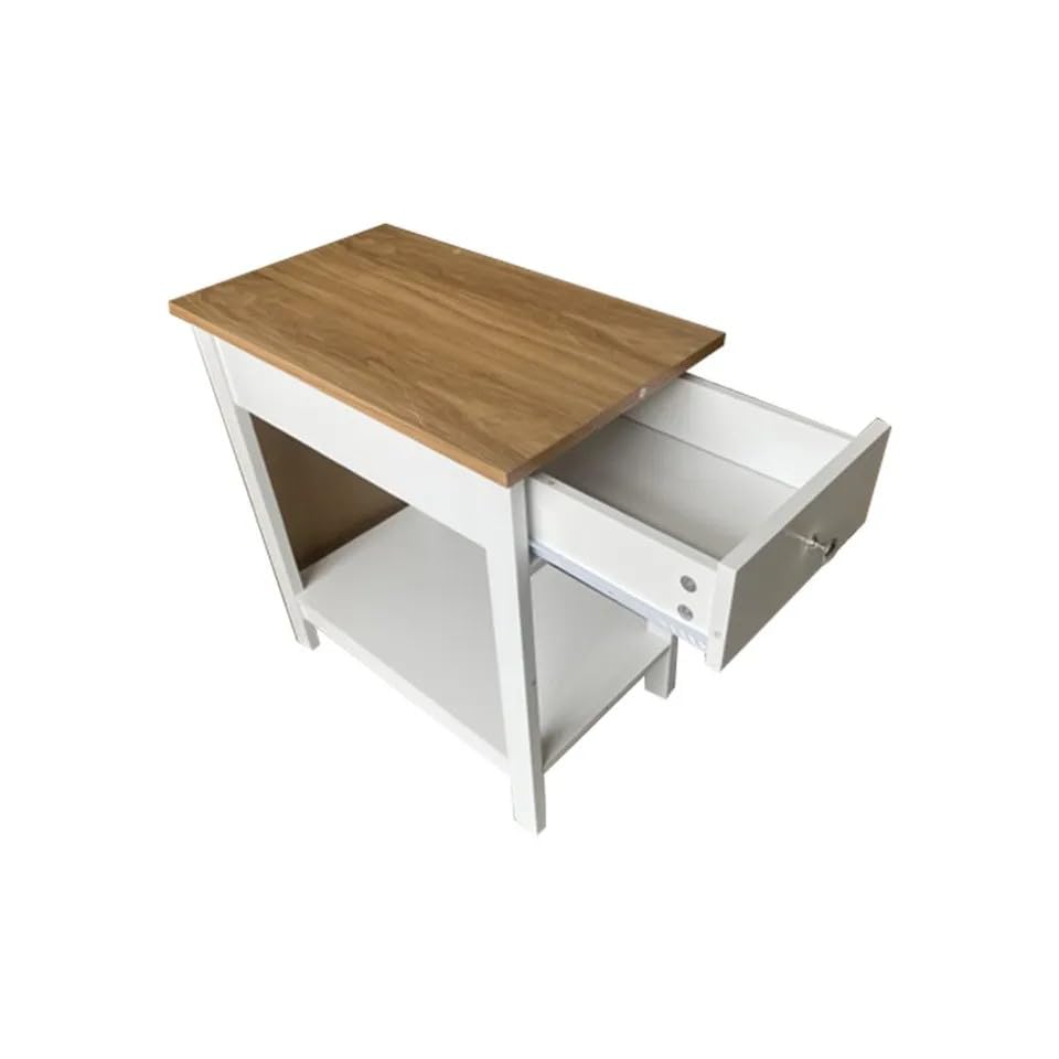HYGRAD BUILT TO SURVIVE ยฎCompact Size L30xW53xH58cm White Bedside Table - Side Table Living Room with Drawer and Storage Shelf- Slim End Table for Modern Home Dรฉcor