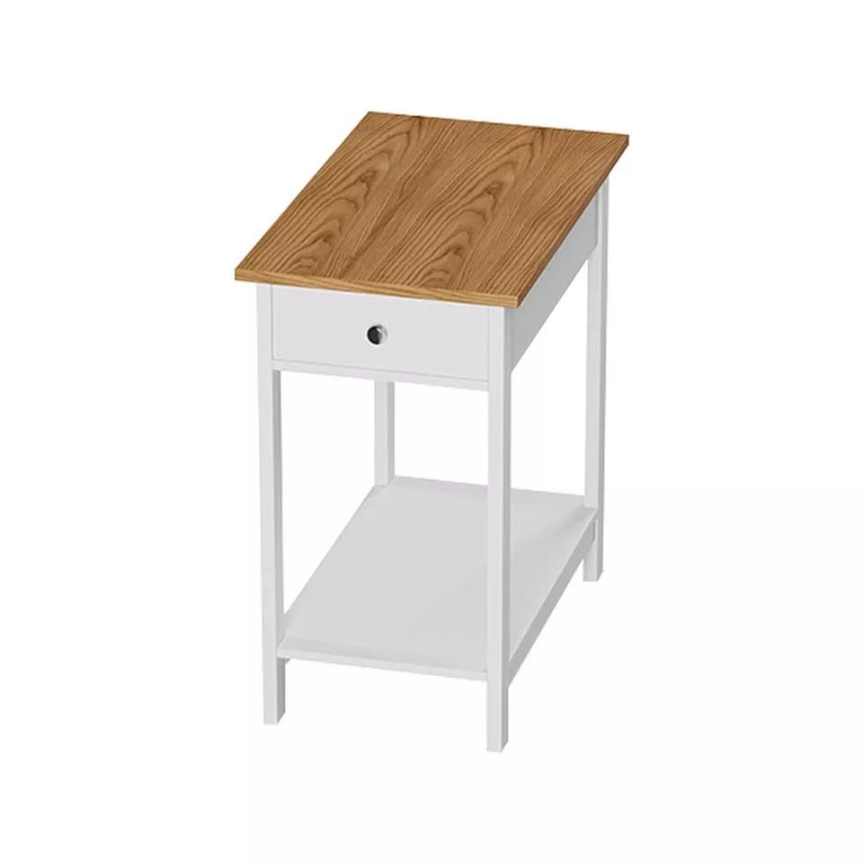 HYGRAD BUILT TO SURVIVE ยฎCompact Size L30xW53xH58cm White Bedside Table - Side Table Living Room with Drawer and Storage Shelf- Slim End Table for Modern Home Dรฉcor