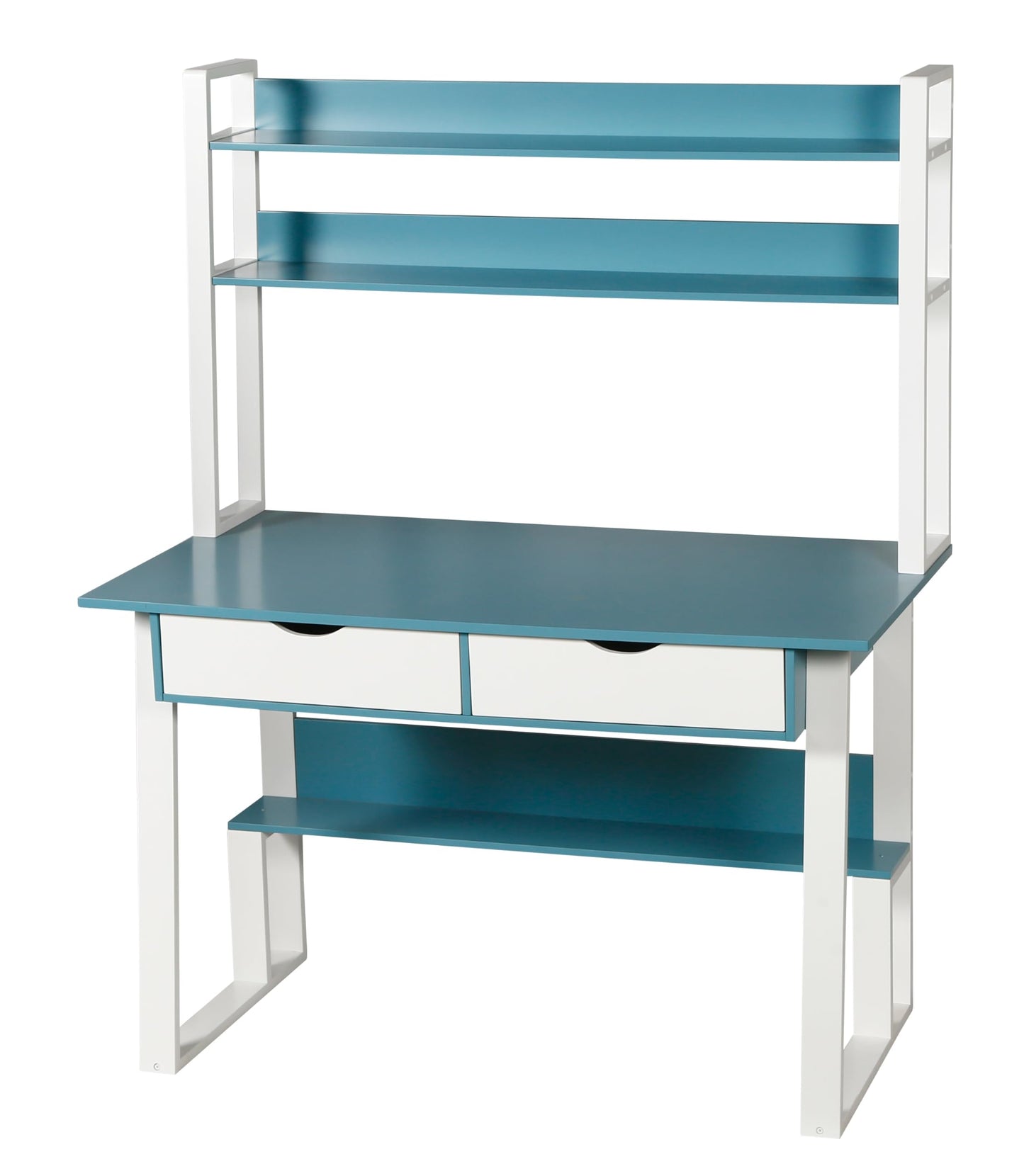 HYGRAD BUILT TO SURVIVE Wooden Pink/White Free Standing Study Table Desk With Shelves & Drawers For Kids Children Girls Home (Blue/White)