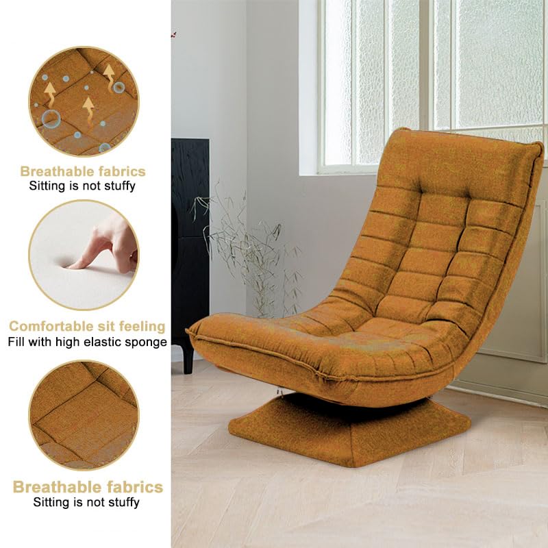 HYGRAD BUILT TO SURVIVE Swivel Armchair Chair, 5-Fold Adjustable Lazy High Lounge, Folding Swing Chair 360-Degree Rotatable With Adjustable Backrest, For Home & Living Room (Brown)