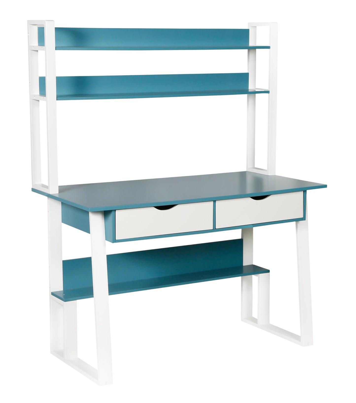 HYGRAD BUILT TO SURVIVE Wooden Pink/White Free Standing Study Table Desk With Shelves & Drawers For Kids Children Girls Home (Blue/White)