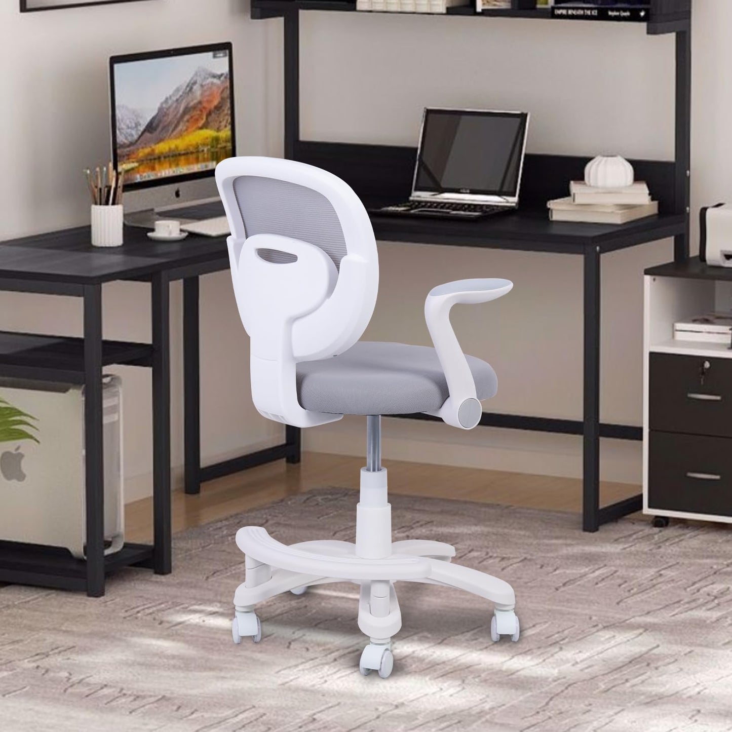 HYGRAD BUILT TO SURVIVE Swivel Chair Ergonomic Rolling Adjustable Kids Children Teens 360 Swivel Revolving Chair With Armrest & Foot Rest In Colours (Grey)