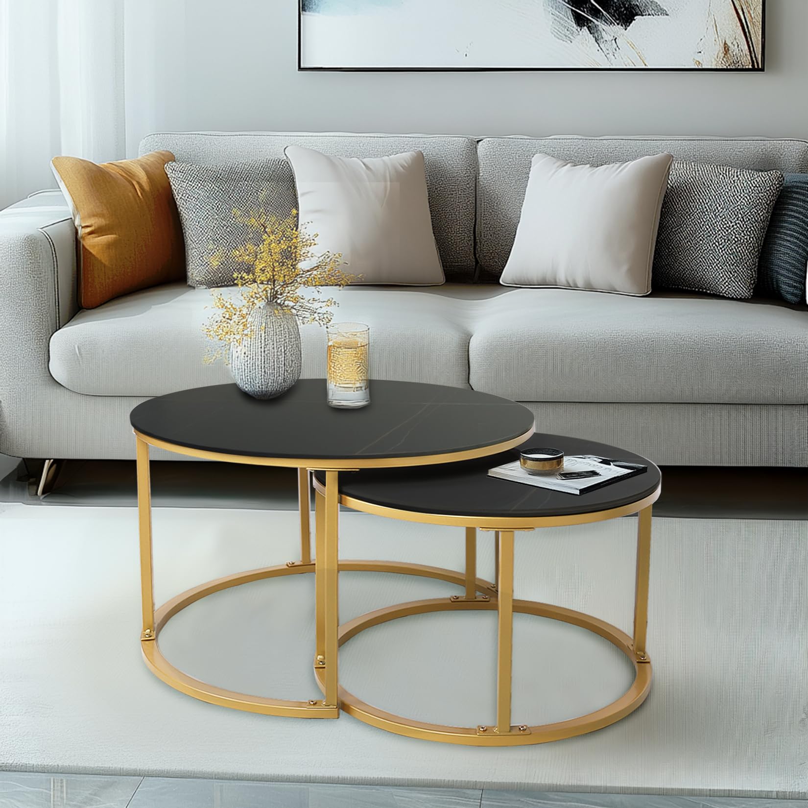 HYGRAD BUILT TO SURVIVE 2 x Round Sintered Stone With Metal Frame Marb ...