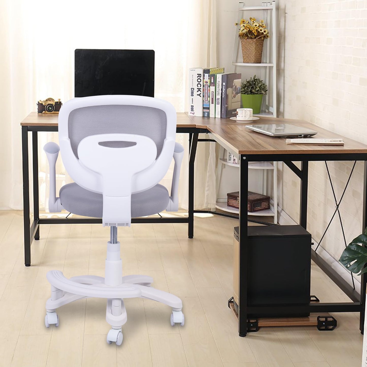 HYGRAD BUILT TO SURVIVE Swivel Chair Ergonomic Rolling Adjustable Kids Children Teens 360 Swivel Revolving Chair With Armrest & Foot Rest In Colours (Grey)