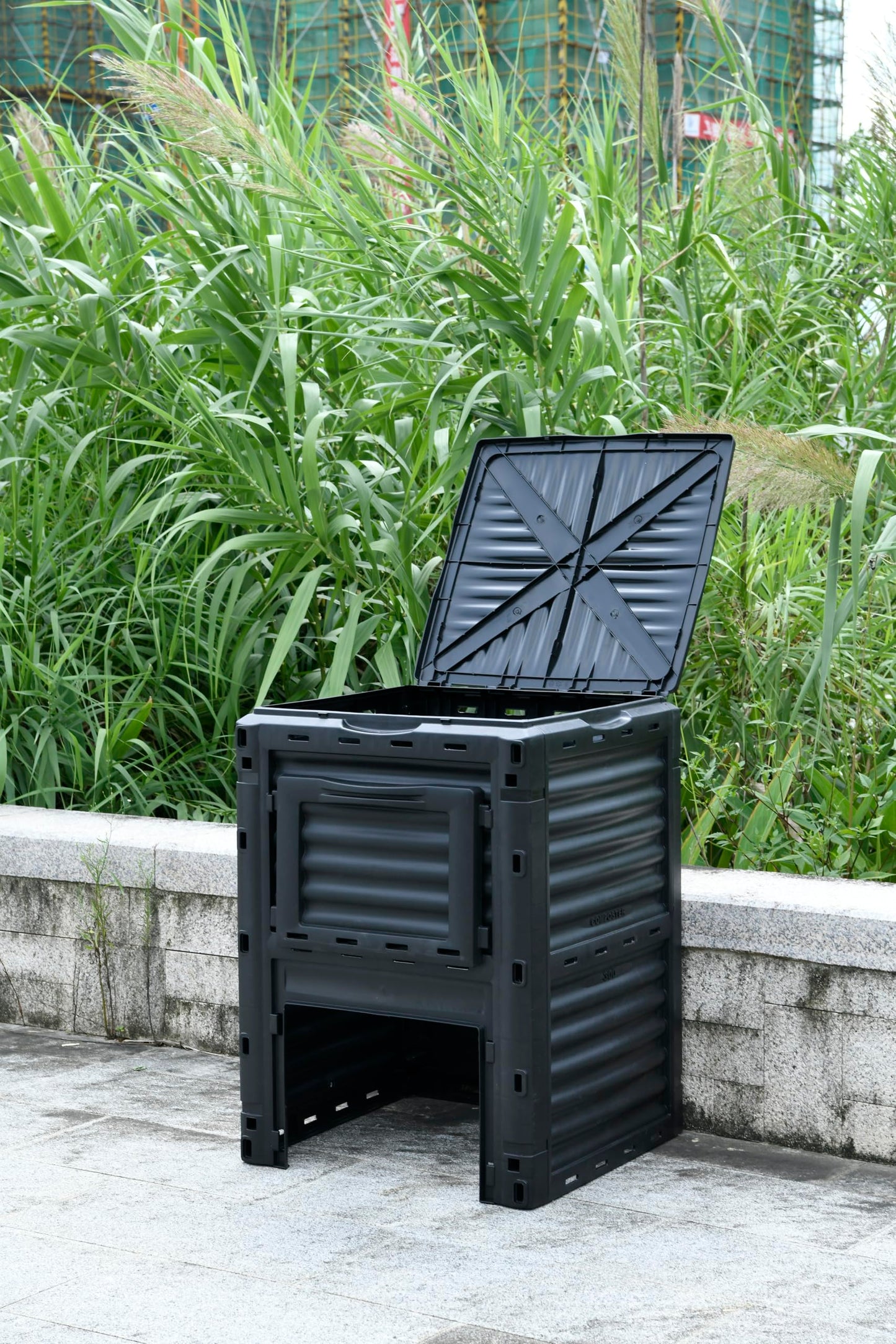 450l Garden Outdoor Compost Bin 71 W X 71 D X 103 H Cm Large Capacity Compost Container Bin With Lid For Gardens, Balconies, Kitchen
