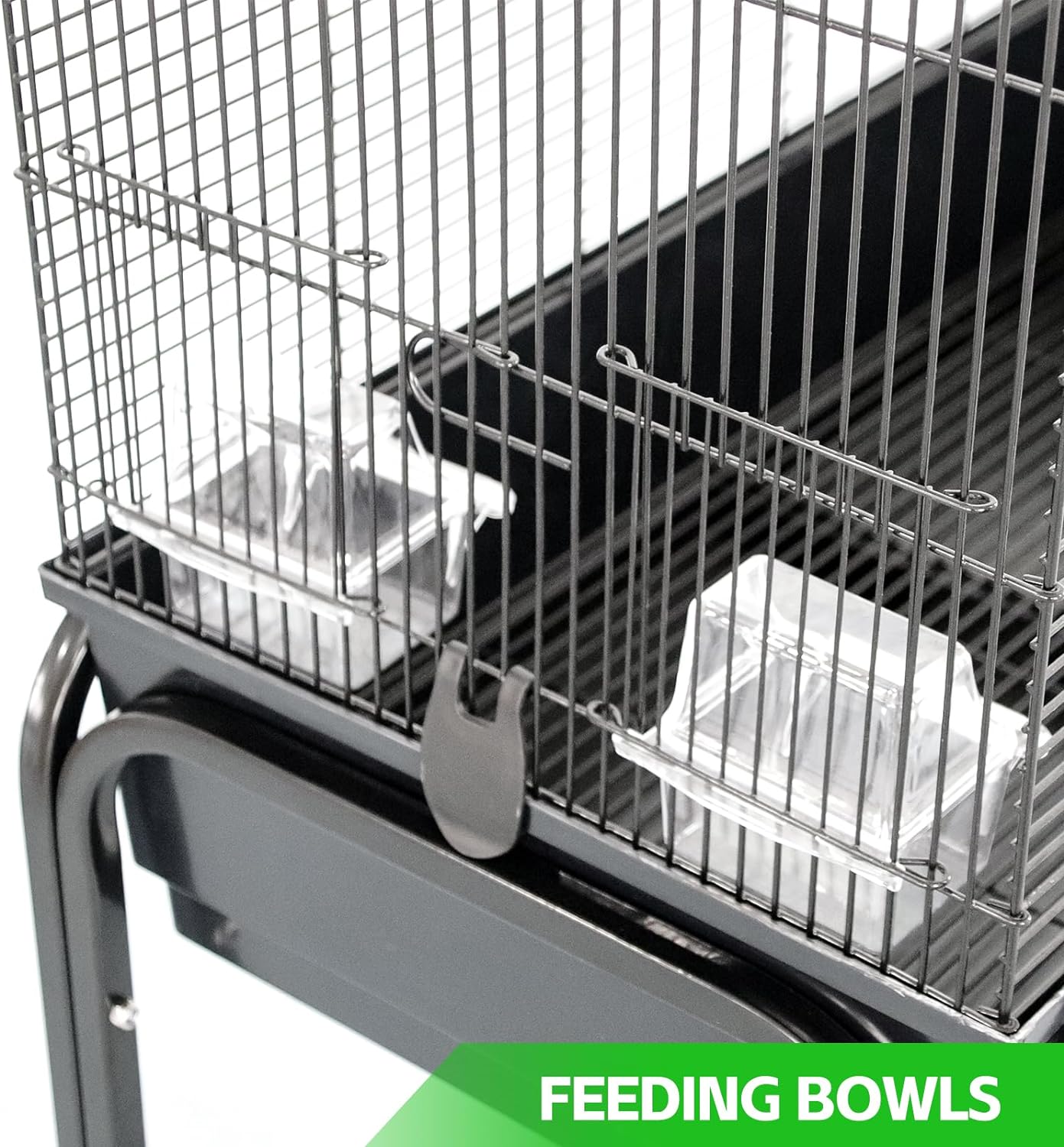 Large Wide Bird Cage Budgie Cage with Stand & Storage Parrot Cage Black Iron Flight Cage for Small lovebird/Cockatiel/Parakeet/Conure/Finch/Budgie/Canary 130cm High with Stand