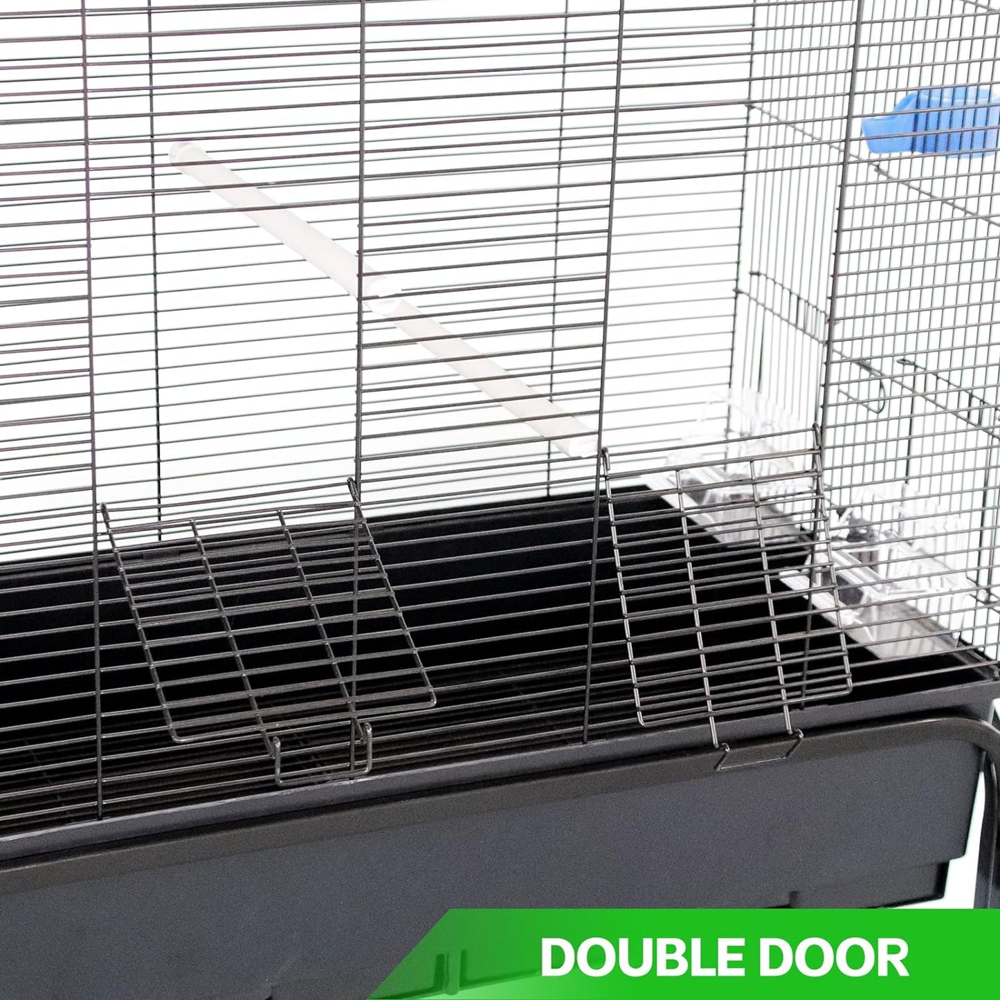 Large Wide Bird Cage Budgie Cage with Stand & Storage Parrot Cage Black Iron Flight Cage for Small lovebird/Cockatiel/Parakeet/Conure/Finch/Budgie/Canary 130cm High with Stand