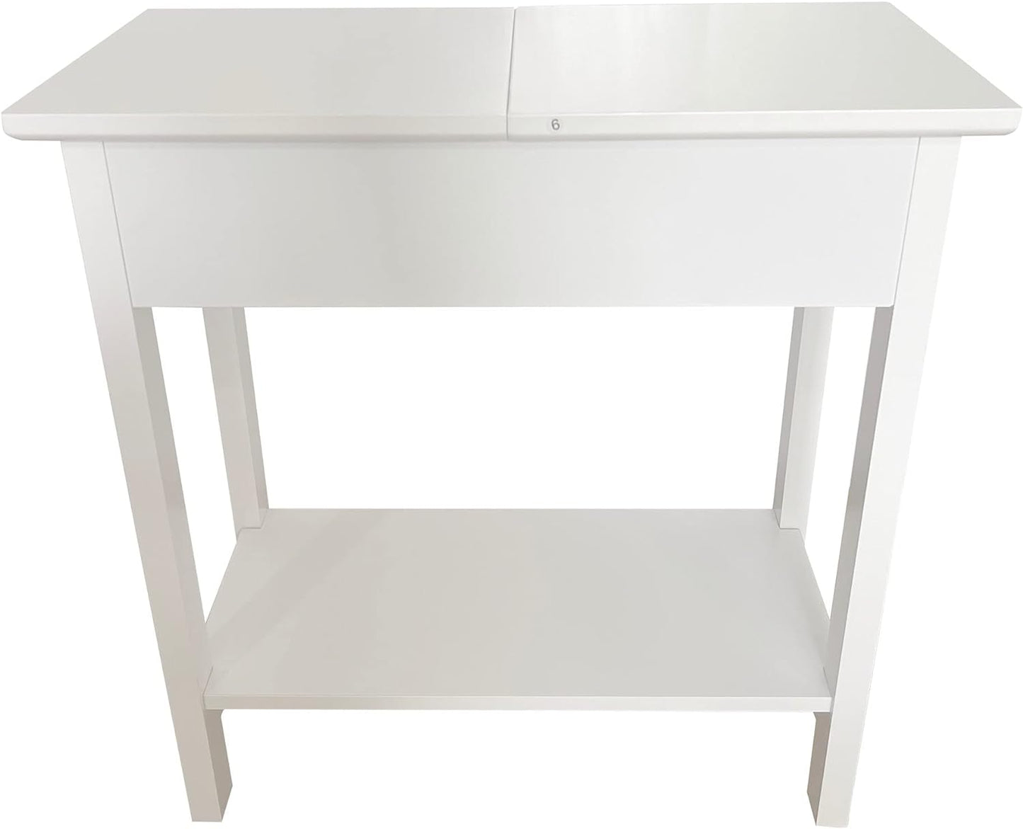 Wooden Narrow Flip Top Sofa Bed Side End Table Night Stand With Storage Shelf White