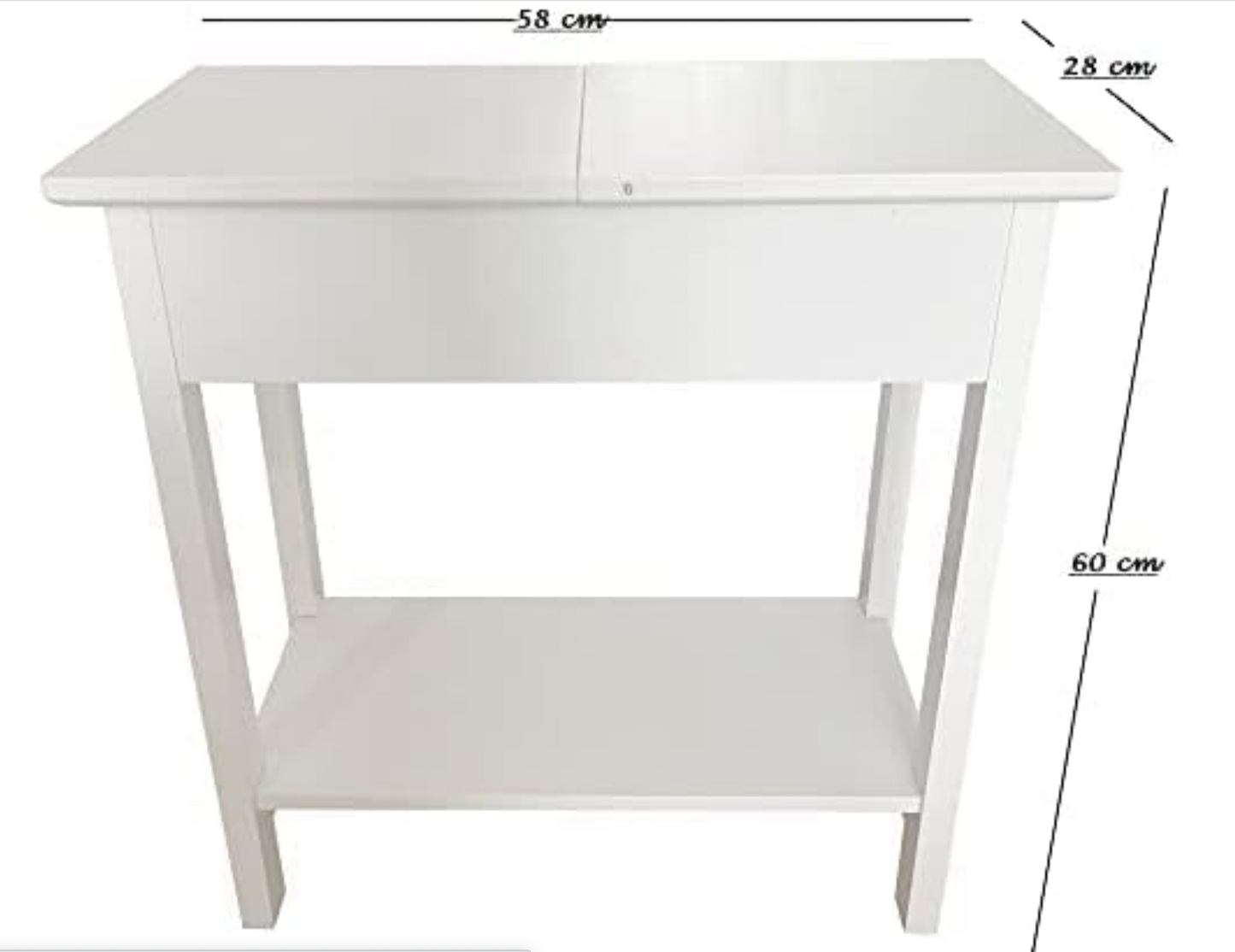 Wooden Narrow Flip Top Sofa Bed Side End Table Night Stand With Storage Shelf White