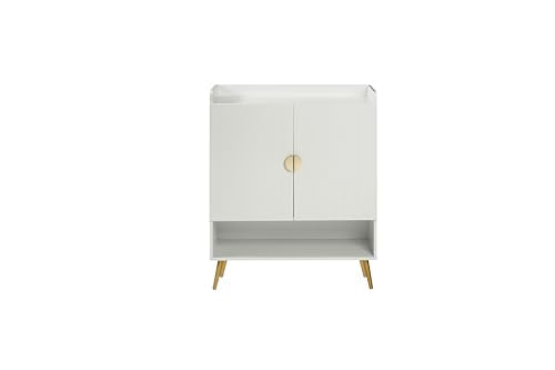 HYGRAD BUILT TO SURVIVE Modern Shoe Cabinet with 2 Doors, Open Shelf and Adjustable Shelves, Hallway Shoe Cupboard for 15 Pairs of Shoes, Entryway Storage Unit (White)