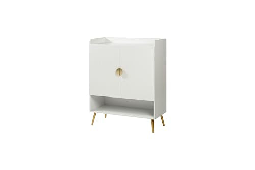 HYGRAD BUILT TO SURVIVE Modern Shoe Cabinet with 2 Doors, Open Shelf and Adjustable Shelves, Hallway Shoe Cupboard for 15 Pairs of Shoes, Entryway Storage Unit (White)