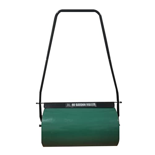 HYGRAD BUILT TO SURVIVE 48L Heavy Duty Garden Lawn Roller Sand Water Filled Barrel Metal Drum For Grass Seed with Removable Drain Plug, Scraper Bar, Heavy Duty Metal Lawn Push Rolling Tool Leveller