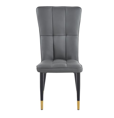HYGRAD BUILT TO SURVIVE 2 x Faux PU Leather Set of High Back Accent Dining Office Living Room Chairs With Chrome Legs & In Colours (Grey)