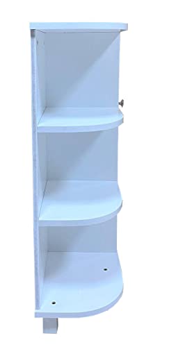 White Wooden Curved Free Floor Standing Kitchen Bathroom Space Saving Cabinet Shelf With Shutter Doors Single Door, Adjustable Shelf, for Living Room, Kitchen, Entryway