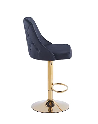 HYGRAD BUILT TO SURVIVE 2 x Velvet Swivel Breakfast Bar Kitchen Island Stools Chair With Gas Lift In 5 Colours (Black + Gold Base)