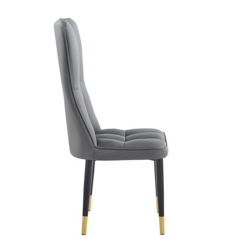 HYGRAD BUILT TO SURVIVE 2 x Faux PU Leather Set of High Back Accent Dining Office Living Room Chairs With Chrome Legs & In Colours (Grey)
