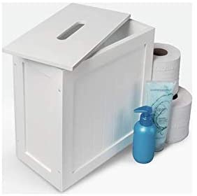 HYGRAD BUILT TO SURVIVE White Bamboo Wood Slimline Bathroom Toilet Tissue Rolls Spray Storage Unit Cabinet Shaker