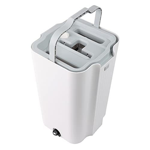Floor Mop and Bucket Set − Easy Squeeze Mop Bucket, Flat Mop Compact & Lightweight Cleaning System with 360 Rotating Head for All Floors Types. Microfibre Reusable Wet and Dry Mop