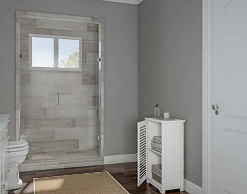 White Wooden Free Floor Standing Bathroom Home Office Linen Cabinet With Shutter Door Bathroom Living Room Bedroom Hallway Wooden Organiser Unit