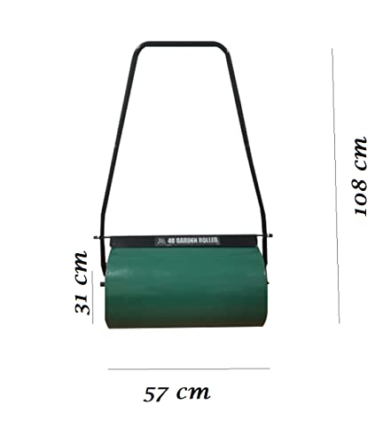 HYGRAD BUILT TO SURVIVE 48L Heavy Duty Garden Lawn Roller Sand Water Filled Barrel Metal Drum For Grass Seed with Removable Drain Plug, Scraper Bar, Heavy Duty Metal Lawn Push Rolling Tool Leveller