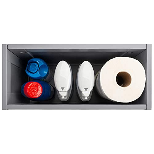 Grey Slimline Multipurpose Wooden Grey Free Standing Toilet Roll Paper Tissue Holder Bathroom Storage Unit Solution Slimline Roll Paper Cabinet, Compact Wooden Shaker, Multi-Purpose Cleaning Tidy Box