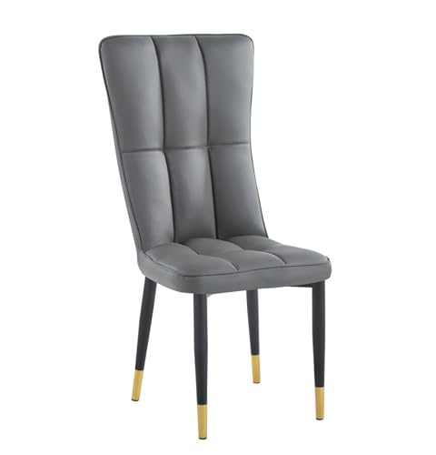 HYGRAD BUILT TO SURVIVE 2 x Faux PU Leather Set of High Back Accent Dining Office Living Room Chairs With Chrome Legs & In Colours (Grey)