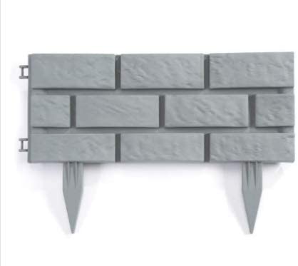 Pack of 8 Plastic Brick Effect Lawn Garden Grass Edging Skirting Border Picket Fence in 2 Colours