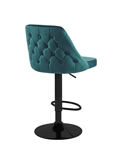 HYGRAD BUILT TO SURVIVE 2 x Velvet Swivel Breakfast Bar Kitchen Island Stools Chair With Gas Lift In 5 Colours (Green + Black Base)