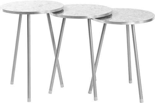 HYGRAD BUILT TO SURVIVE Set Of 3 Modern Chic Round Wood/Metal Nesting End Stacking Coffee Bedside Tables In 3 Colours (Grey)