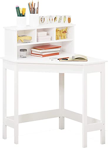 HYGRAD® White Study Table and 1 Chairs for Kids Unisex Xmas, Wooden Study Desk with Chair for Children, Writing Desk with Storage and Hutch Shelves for Home School with Tidy Shelf Organiser