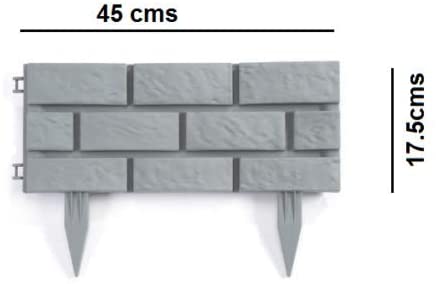 Pack of 8 Plastic Brick Effect Lawn Garden Grass Edging Skirting Border Picket Fence in 2 Colours (Terracotta)