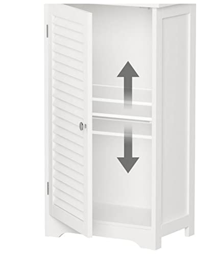 White Wooden Free Floor Standing Bathroom Home Office Linen Cabinet With Shutter Door Bathroom Living Room Bedroom Hallway Wooden Organiser Unit