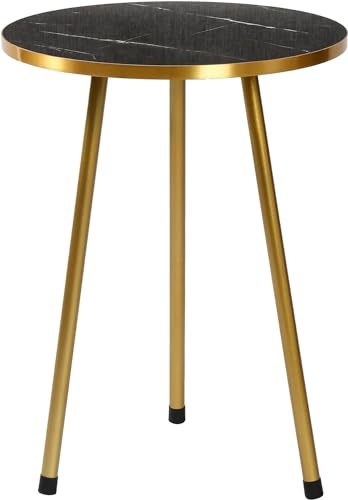HYGRAD BUILT TO SURVIVE Set Of 3 Modern Chic Round Wood/Metal Nesting End Stacking Coffee Bedside Tables In 3 Colours (Black)