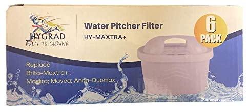Hygrad Pack of 3 & 6 Universal Limescale Water Pitcher Filter Replacement Cartridge Refills for Brit Maxtra+ TUV SUD Certified