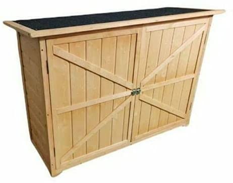 Wooden 128 cm Wide Large Outdoor Garden Storage Toll Shed Cabinet Cupboard Lockable Double Doors