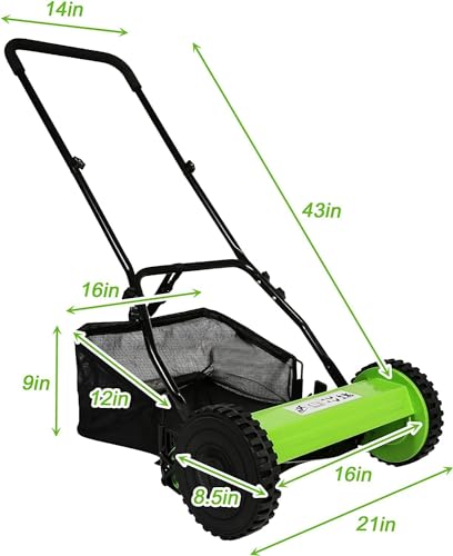 Hand Push Lawnmower - Manual Lawn-Mower With 30cm Cutting Width, 16L Grass Box, 4 Cutting Height Levels - Walk-Behind Lawn Mower For Small Gardens (30 cm Cutting Width)