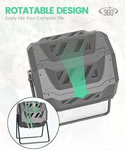 160L Dual Heavy Duty Outdoor Compost Tumbler Bin Composter Organic Homemade Fertilizer