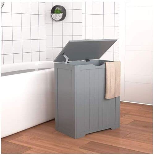 Grey Large Wooden Shaker Style Laundry Toys Clothes Bin Basket Hamper Storage Lid