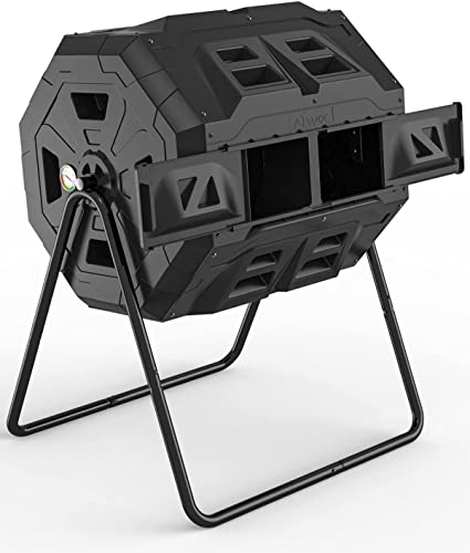 160L Dual Heavy Duty Outdoor Compost Tumbler Bin Composter Organic Homemade Fertilizer