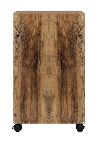 HYGRAD BUILT TO SURVIVE 2 Drawer Wooden Rolling Industrial Look Rustic Nightstand Bedside Printer End Table File Cabinet With Wheels