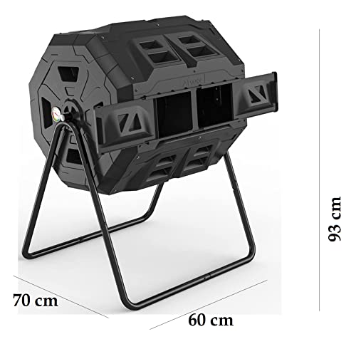 160L Dual Heavy Duty Outdoor Compost Tumbler Bin Composter Organic Homemade Fertilizer