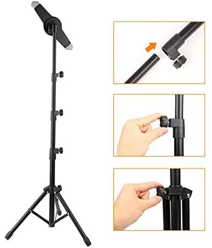 Foldable Extendable Portable Multi Function Music Tripod Stand Holder Mount 10" For Apple Ipad Air Iphone Samsung Galaxy Tablet with Carry Case