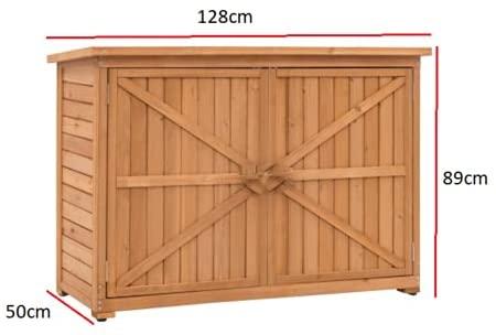 Wooden 128 cm Wide Large Outdoor Garden Storage Toll Shed Cabinet Cupboard Lockable Double Doors