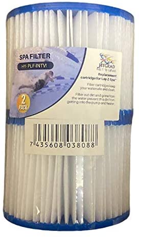 Hygrad Pack of 2 & 6 Portable Washable Anti Microbial Hot Tub Spa Filter Cartridge Lay-Z Miami Vegas Monaco Palm Springs