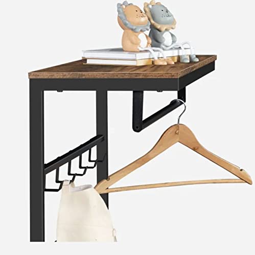 HYGRAD BUILT TO SURVIVE Coat Rack Wall-Mounted, Coat Hook with 10 Hooks and Shelf, 80 x 30 x 42 cm, Hanging Rail, for Entryway, Bathroom, Living Room, Laundry Room, Rustic Brown