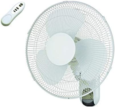 White Oscillating 3 Speed 16" Wall Mounted Ideal for Home and Office 40W Pedestal Fan with Remote Control