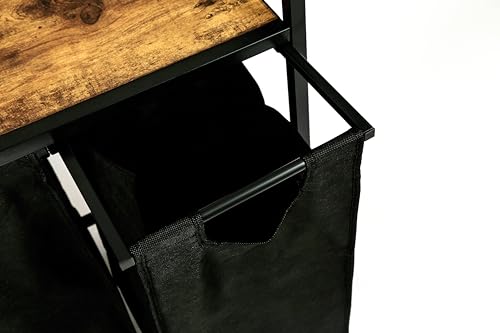 Large Industrial Wooden/Metal Laundry Hamper Basket Bin Organiser 3 x Removable Bags (30L Each)