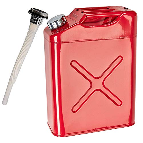 HYGRAD BUILT TO SURVIVE 20L 5 Gallon Steel Fuel Gasoline Petrol Diesel Water Jerry Can Tank Container Backup Storage Gasoline Metal Cans with Spout for Storage Fuel Petrol Diesel Oil Container