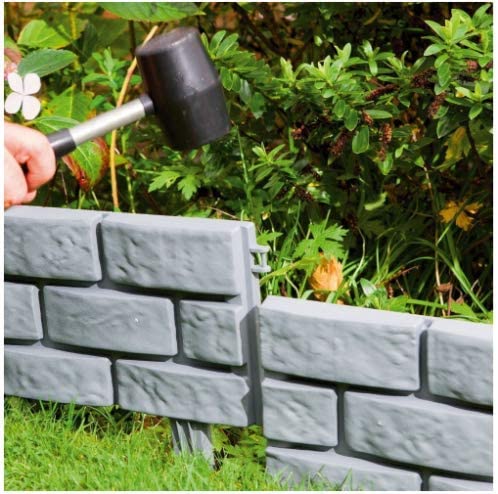 Pack of 8 Plastic Brick Effect Lawn Garden Grass Edging Skirting Border Picket Fence in 2 Colours