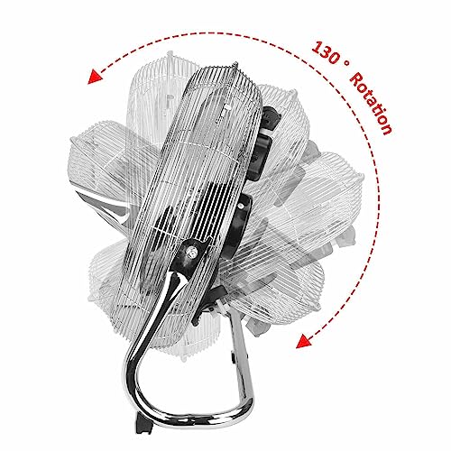 HYGRAD BUILT TO SURVIVE 18" Inches 3 Speed 100W Metal Silver Chrome Free Standing Portable Floor Oscillating Tilt Air Cooling Fan With Carry Handle For Home Office